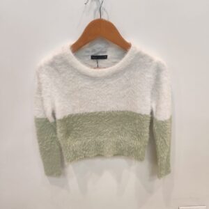 Kids Fuzzy Colorblock Crop Sweater – Soft Winter Knit Pullover