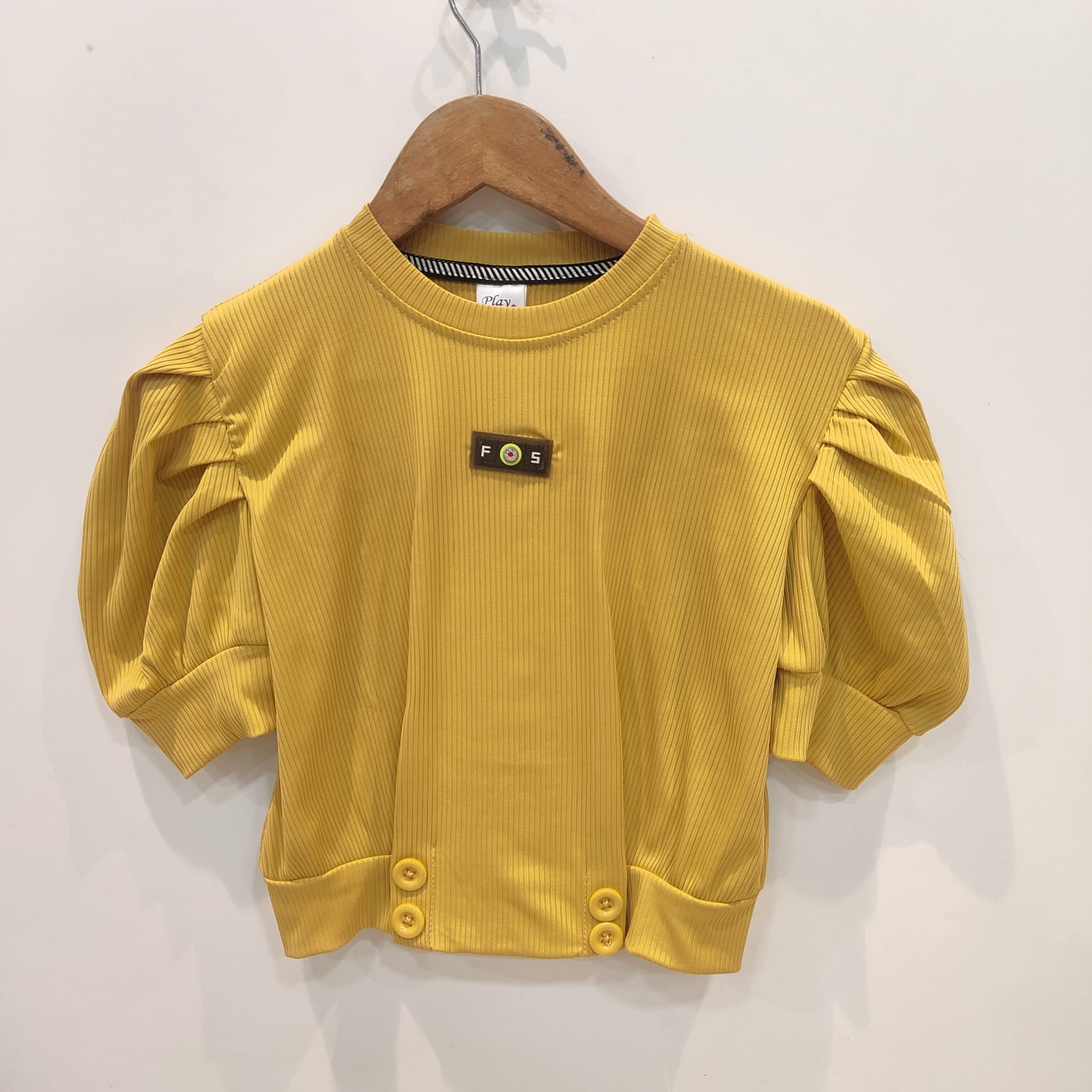 Ribbed Top with Puff Sleeves