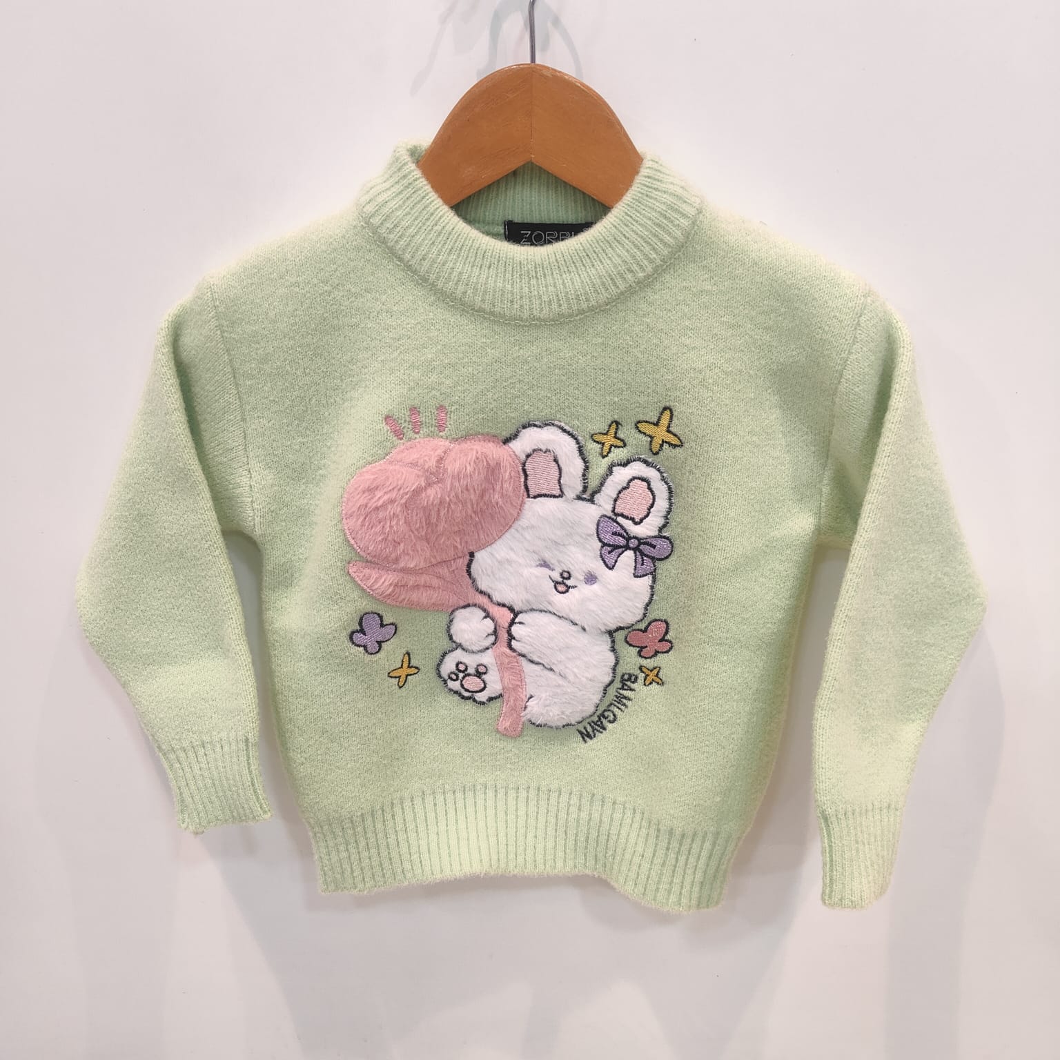 Girls Bunny Embroidered Knitted Sweater – Soft Winter Wear Top Girls Bunny Embroidered Knitted Sweater – Soft Winter Wear Top