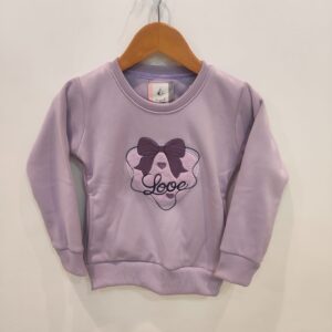 Girls Purple Love Bow Sweatshirt – Soft Winter Wear for Kids