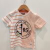 Kids White & Orange Striped T-Shirt | Printed Cotton Half Sleeve Tee for Boys