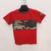 Kids Red Camouflage Panel T-Shirt | Cotton Round Neck Casual Tee for Boys