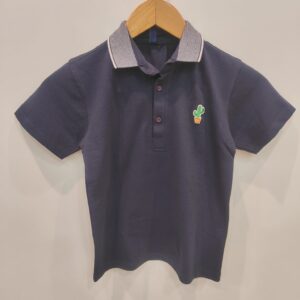 Kids Navy Blue Polo T-Shirt with Collar | Cotton Half Sleeve Casual Wear for Boys