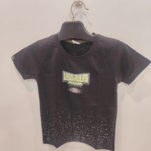 Black “Less Rules Please” Graphic T-Shirt for Kids – Stylish Cotton Casual Tee