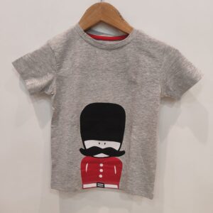 Grey British Guard Graphic T-Shirt for Kids – Cute Cotton Casual Tee for Boys & Girls