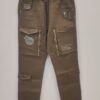Boys Olive Green Cargo Jogger Pants with Zip Pockets & Elastic Hem