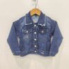 Girls Blue Denim Jacket with Frayed Collar – Kids Stylish Jean Jacket
