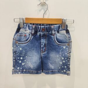 Kids Blue Denim Star Print Shorts – Stylish Summer Casual Shorts for Boys & Girls