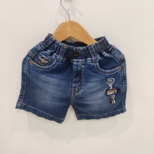 Kids Blue Denim Shorts with Stylish Patch – Trendy Summer Shorts for Boys & Girls